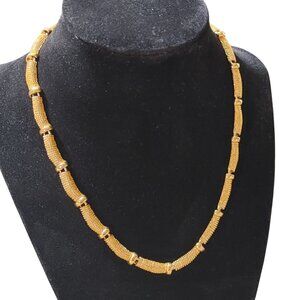 Avon Textured Chain Necklace Gold Tone  Vintage Fold Over Barrel Links 16 Inches